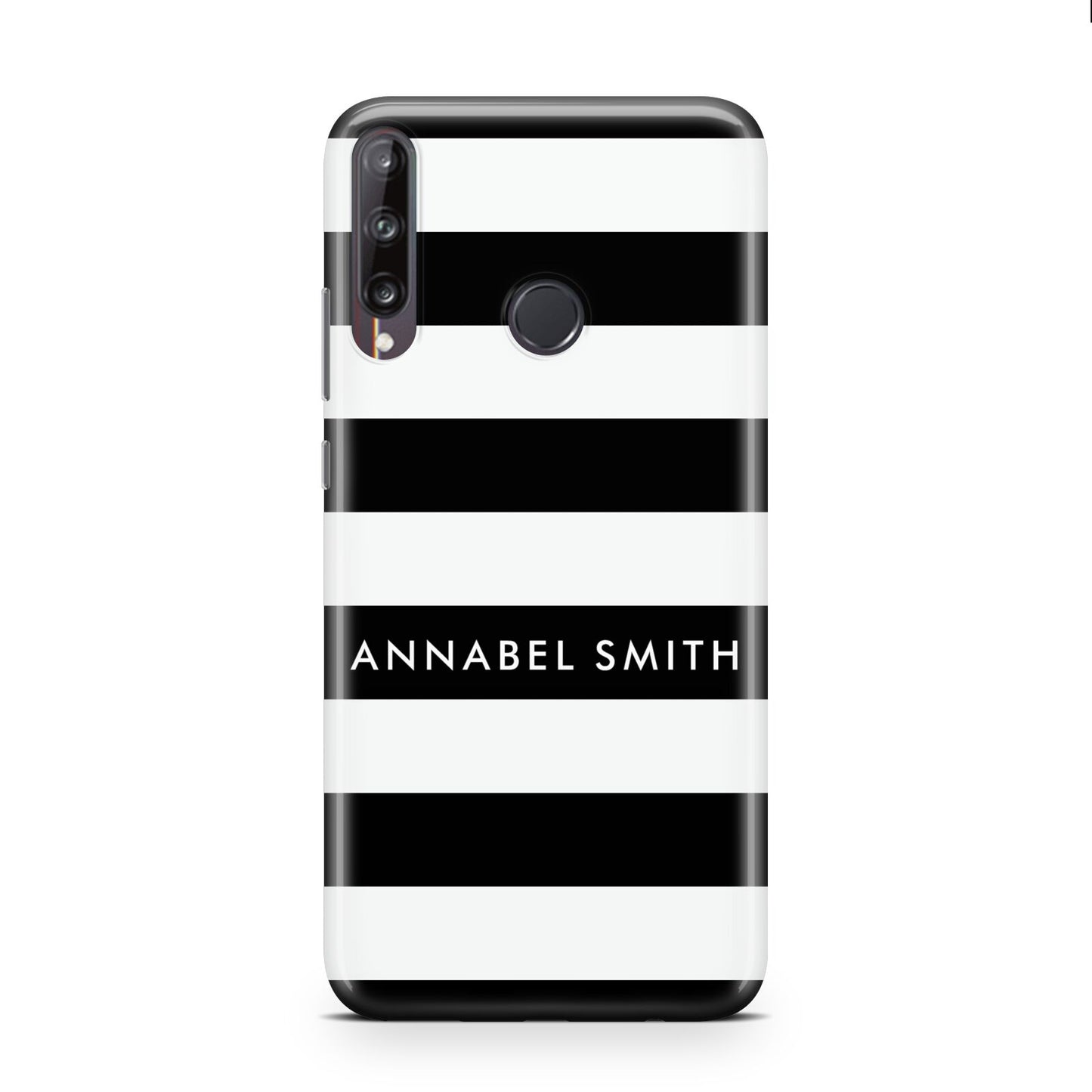 Personalised Black Striped Name or Initials Huawei P40 Lite E Phone Case