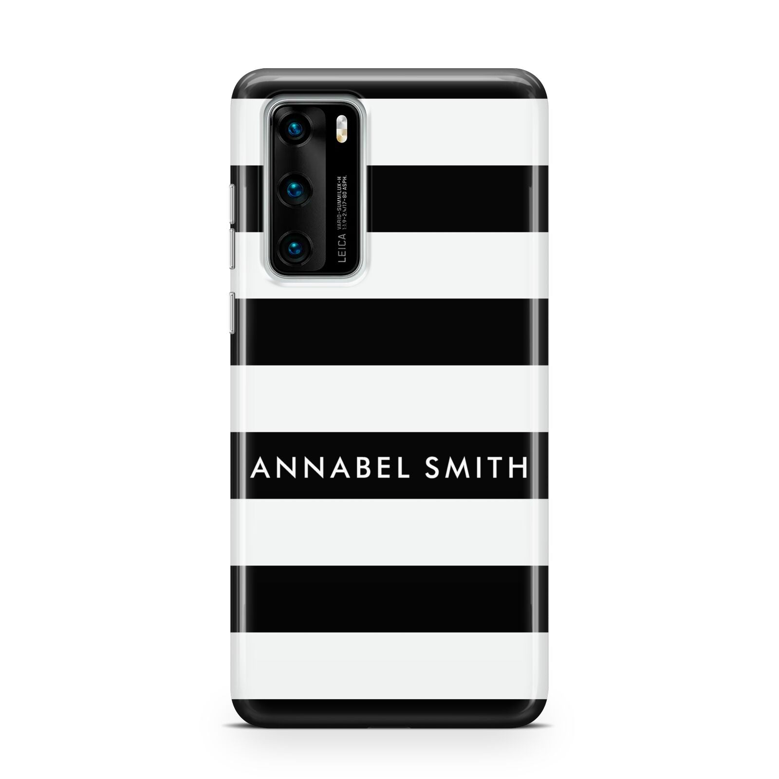 Personalised Black Striped Name or Initials Huawei P40 Phone Case