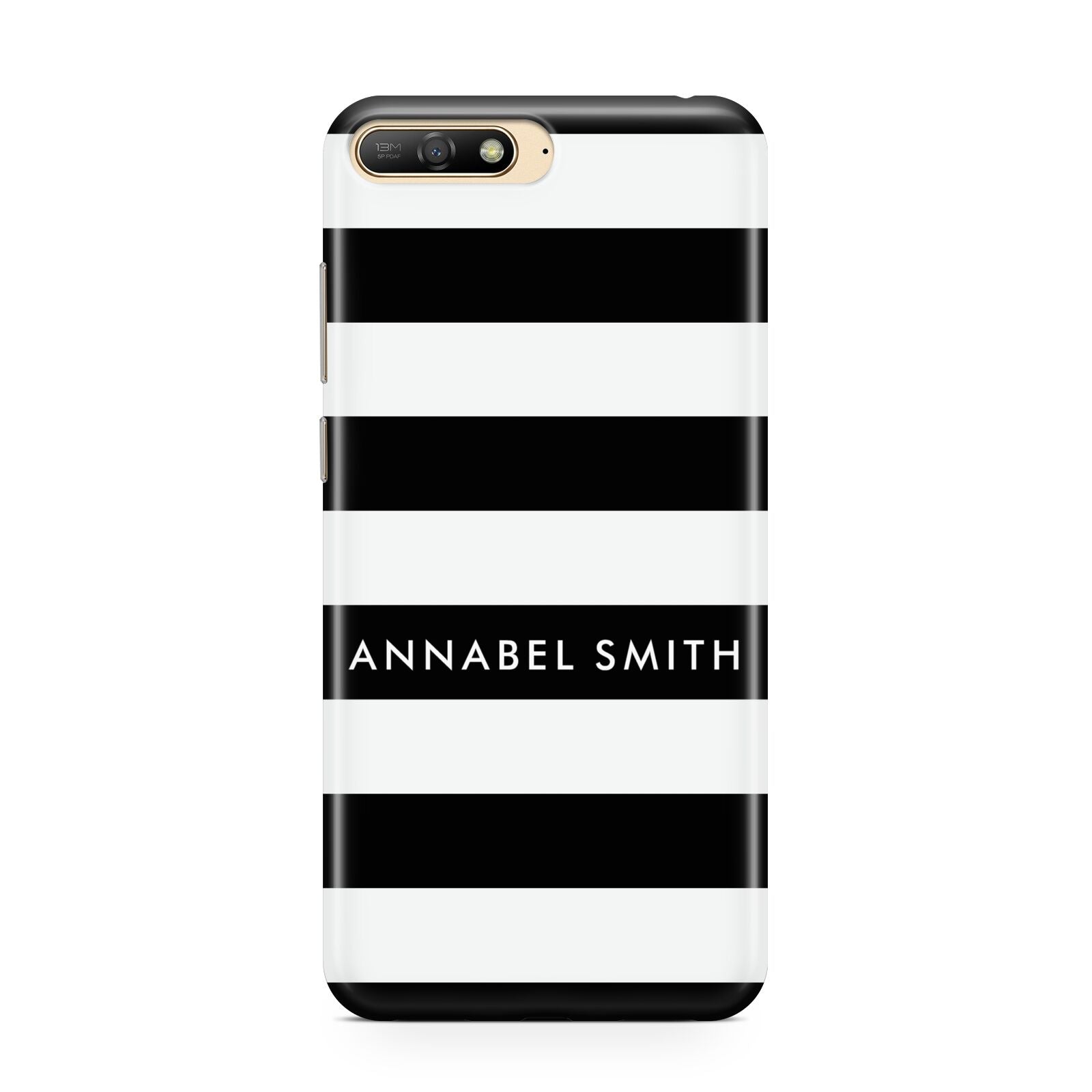 Personalised Black Striped Name or Initials Huawei Y6 2018