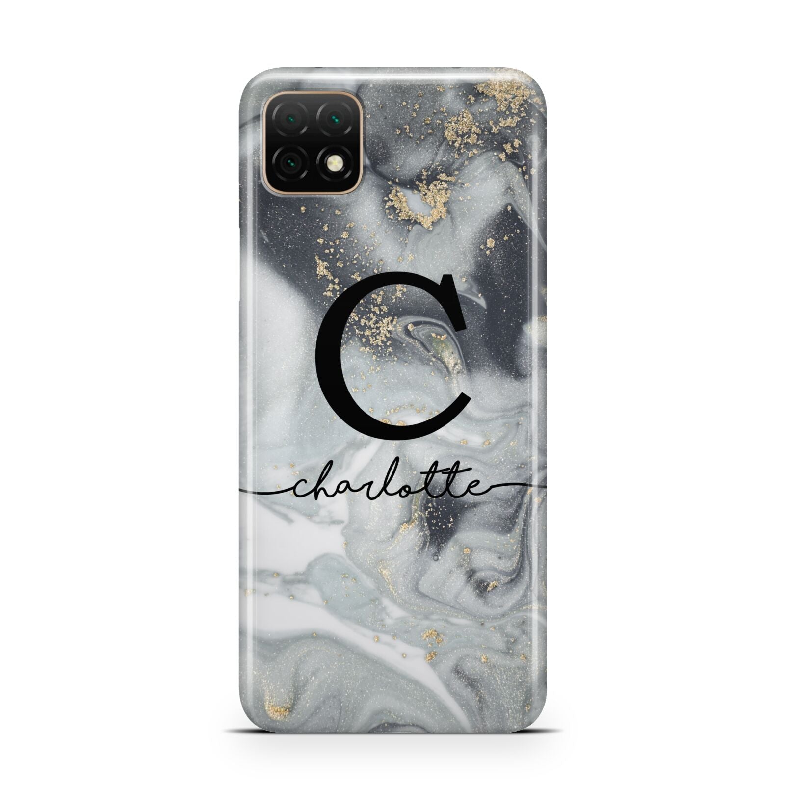 Personalised Black Swirl Marble Text Huawei Enjoy 20 Phone Case