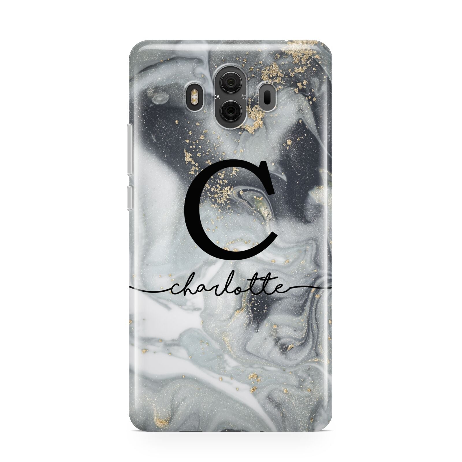 Personalised Black Swirl Marble Text Huawei Mate 10 Protective Phone Case