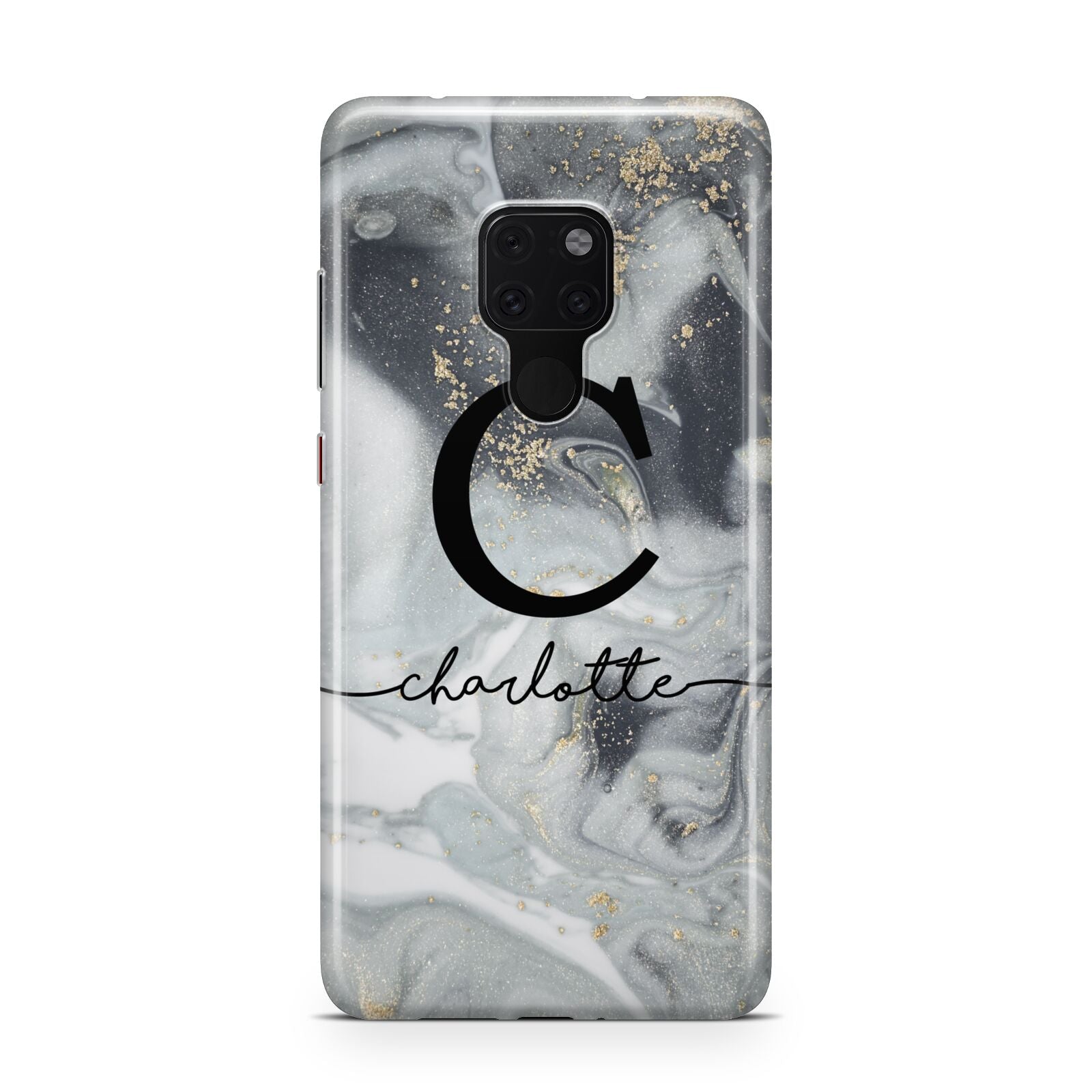 Personalised Black Swirl Marble Text Huawei Mate 20 Phone Case