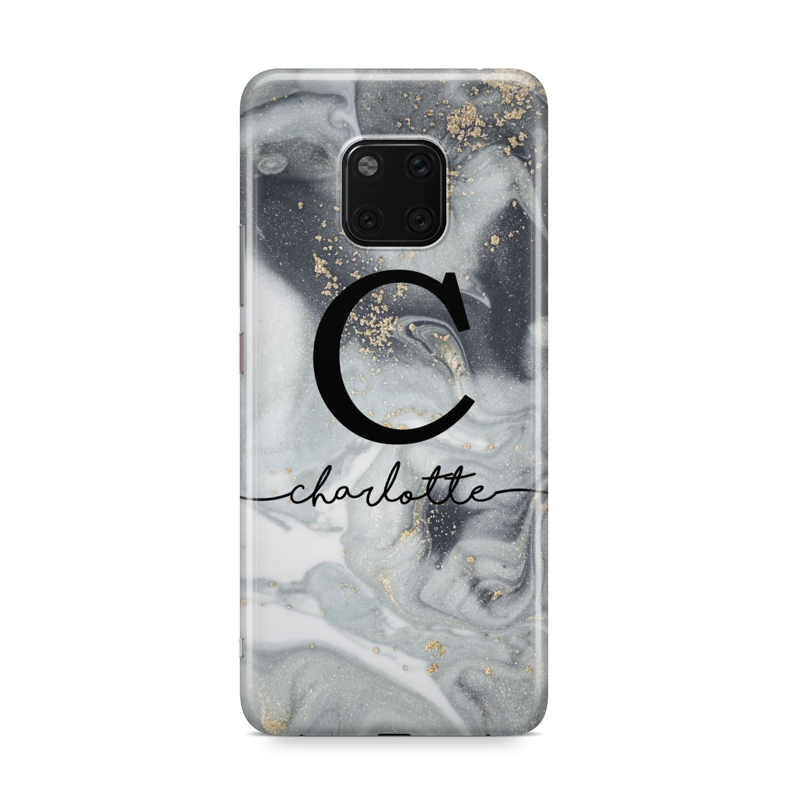 Personalised Black Swirl Marble Text Huawei Mate 20 Pro Phone Case