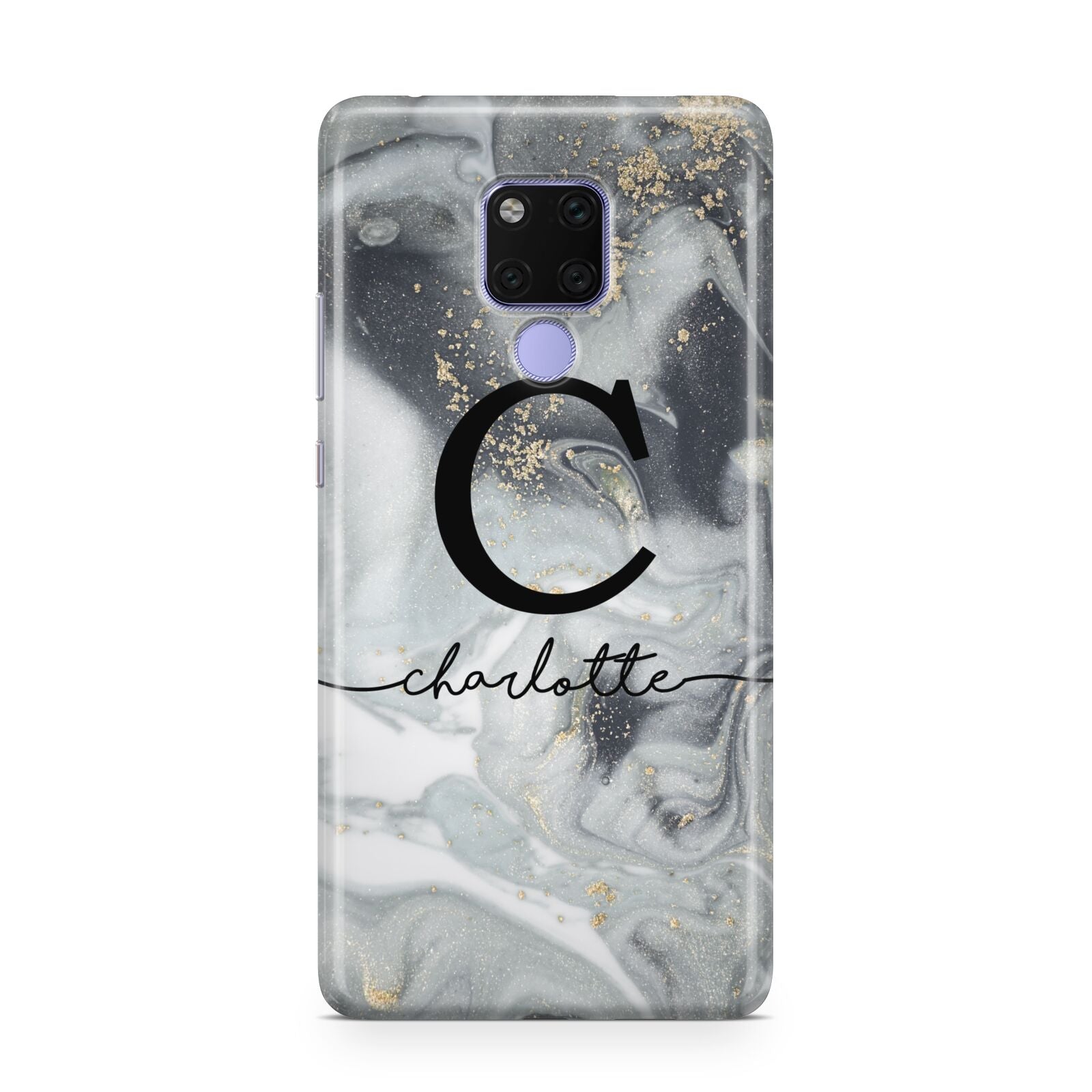 Personalised Black Swirl Marble Text Huawei Mate 20X Phone Case