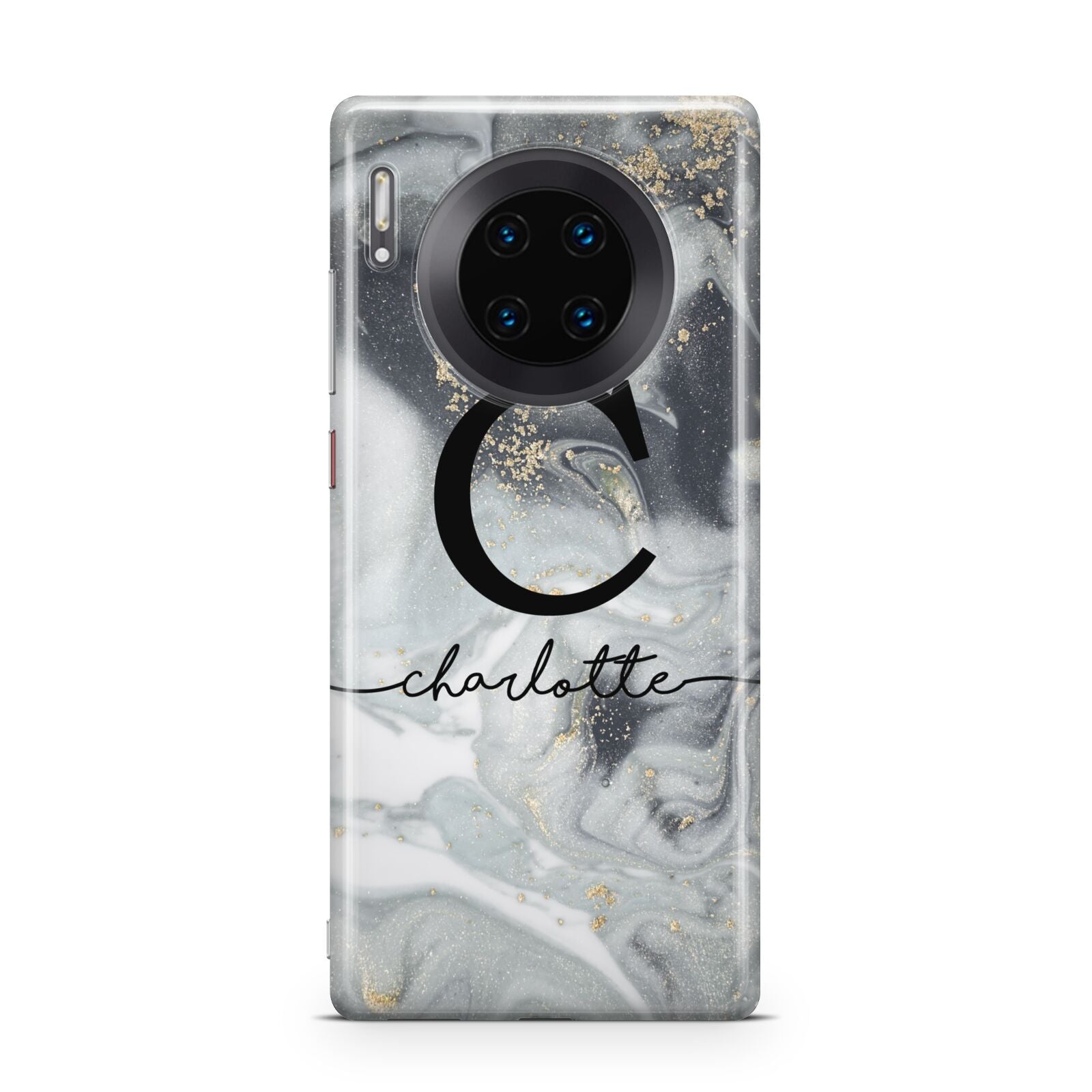 Personalised Black Swirl Marble Text Huawei Mate 30 Pro Phone Case