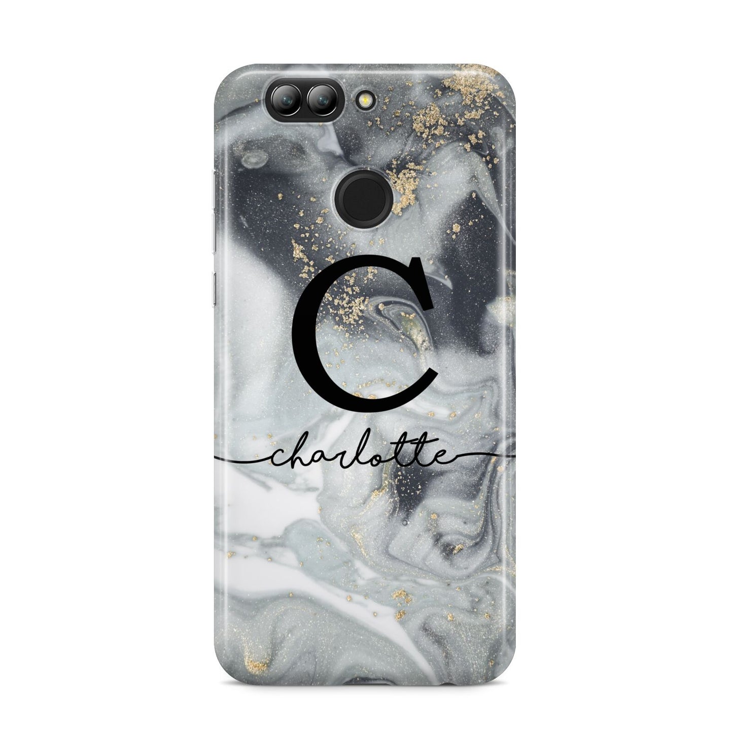 Personalised Black Swirl Marble Text Huawei Nova 2s Phone Case