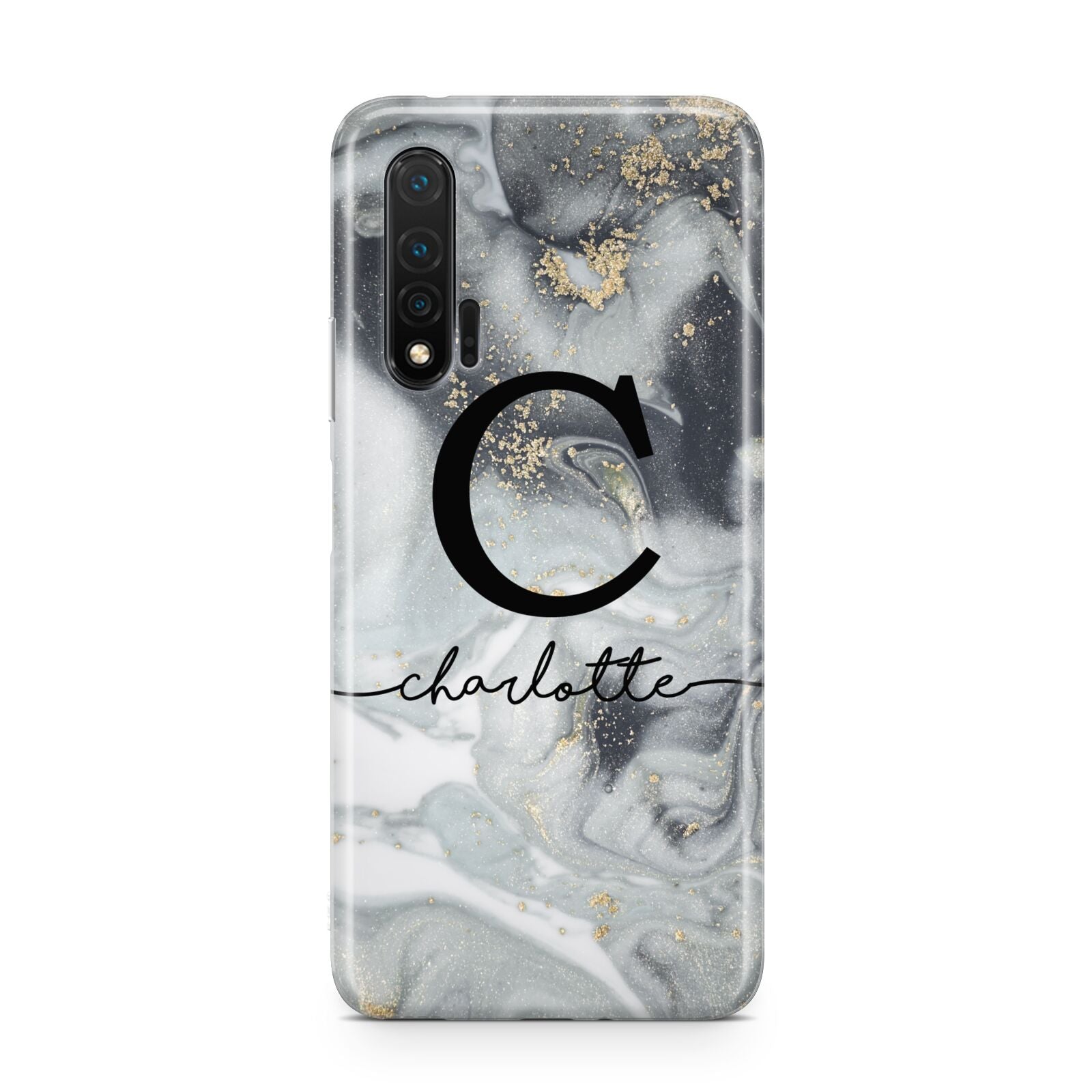 Personalised Black Swirl Marble Text Huawei Nova 6 Phone Case