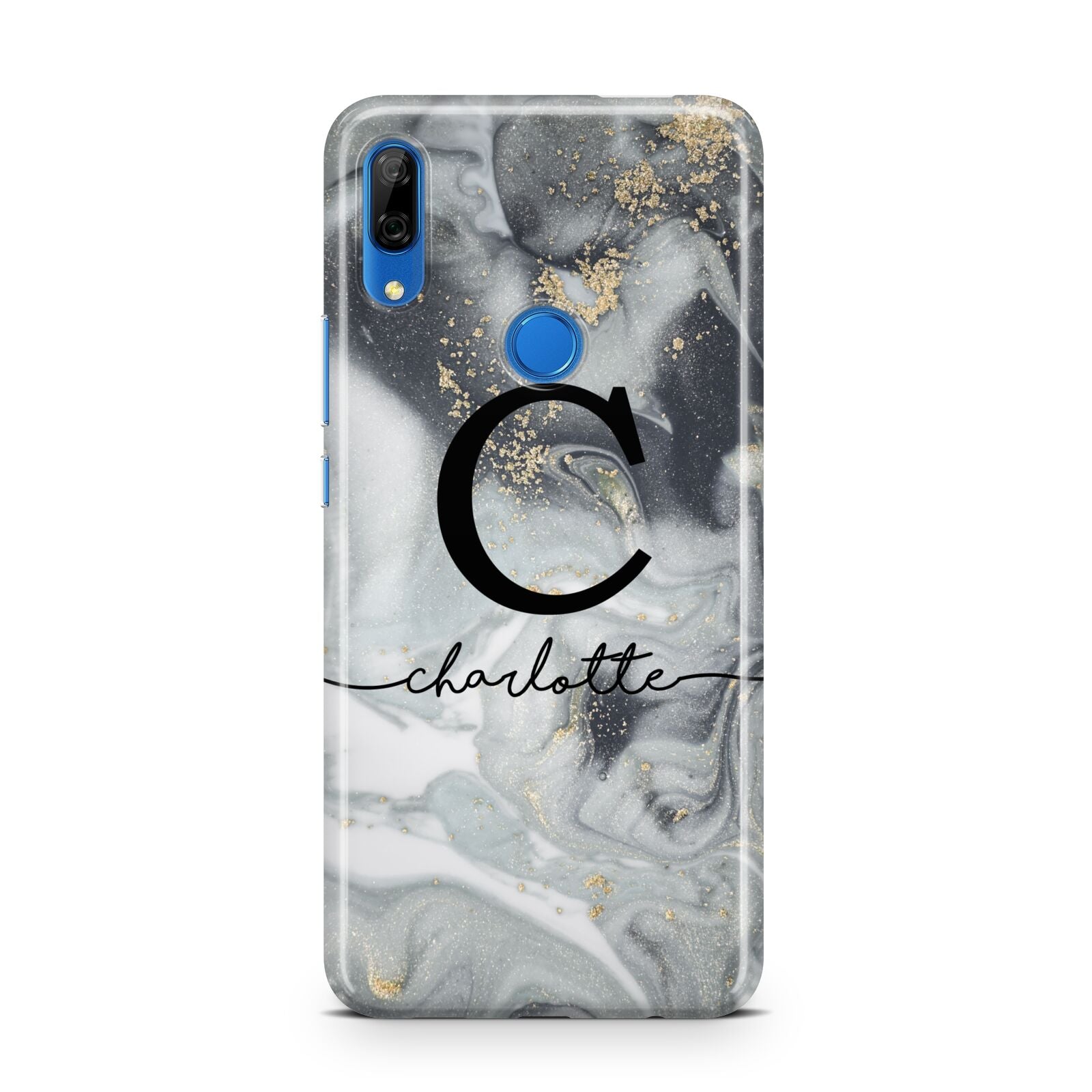 Personalised Black Swirl Marble Text Huawei P Smart Z