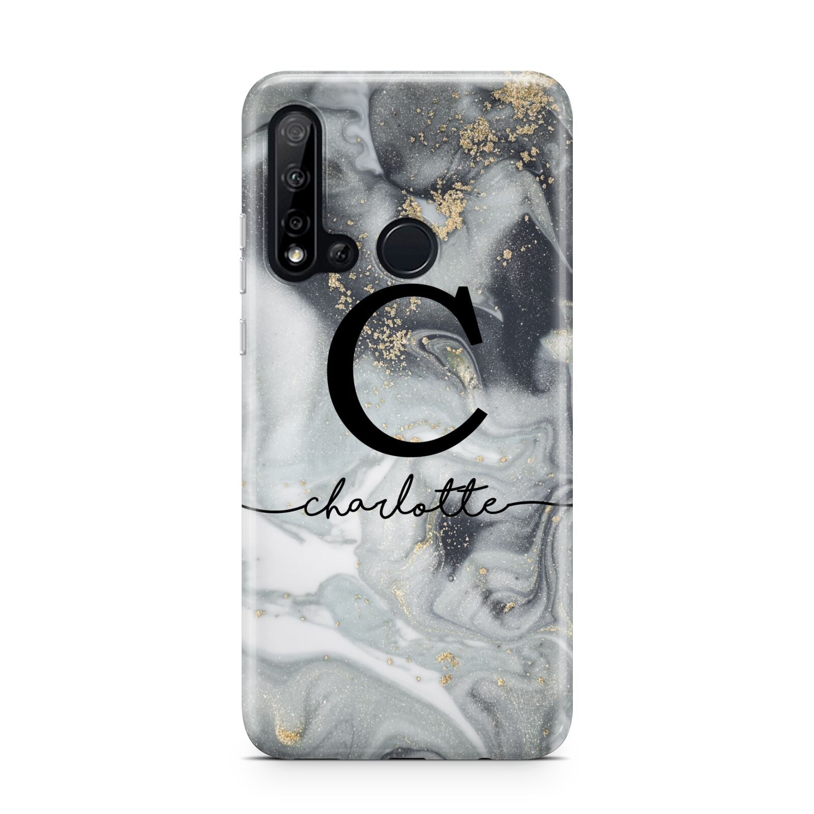 Personalised Black Swirl Marble Text Huawei P20 Lite 5G Phone Case