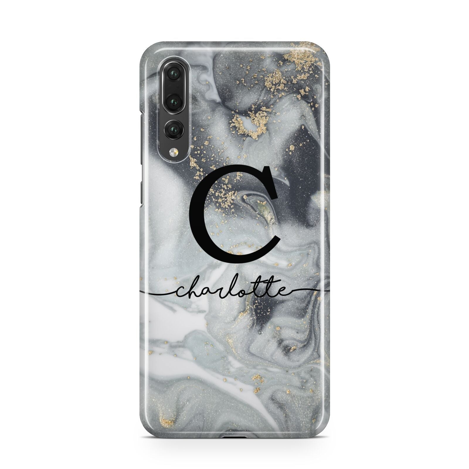 Personalised Black Swirl Marble Text Huawei P20 Pro Phone Case