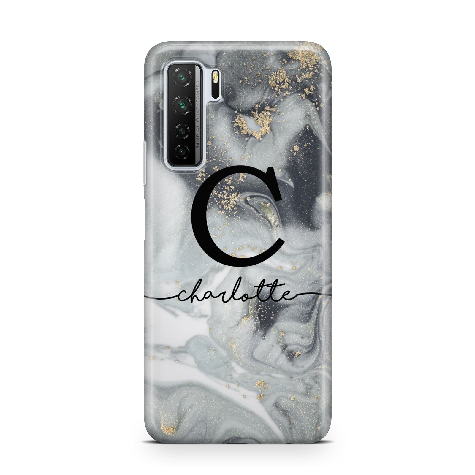 Personalised Black Swirl Marble Text Huawei P40 Lite 5G Phone Case