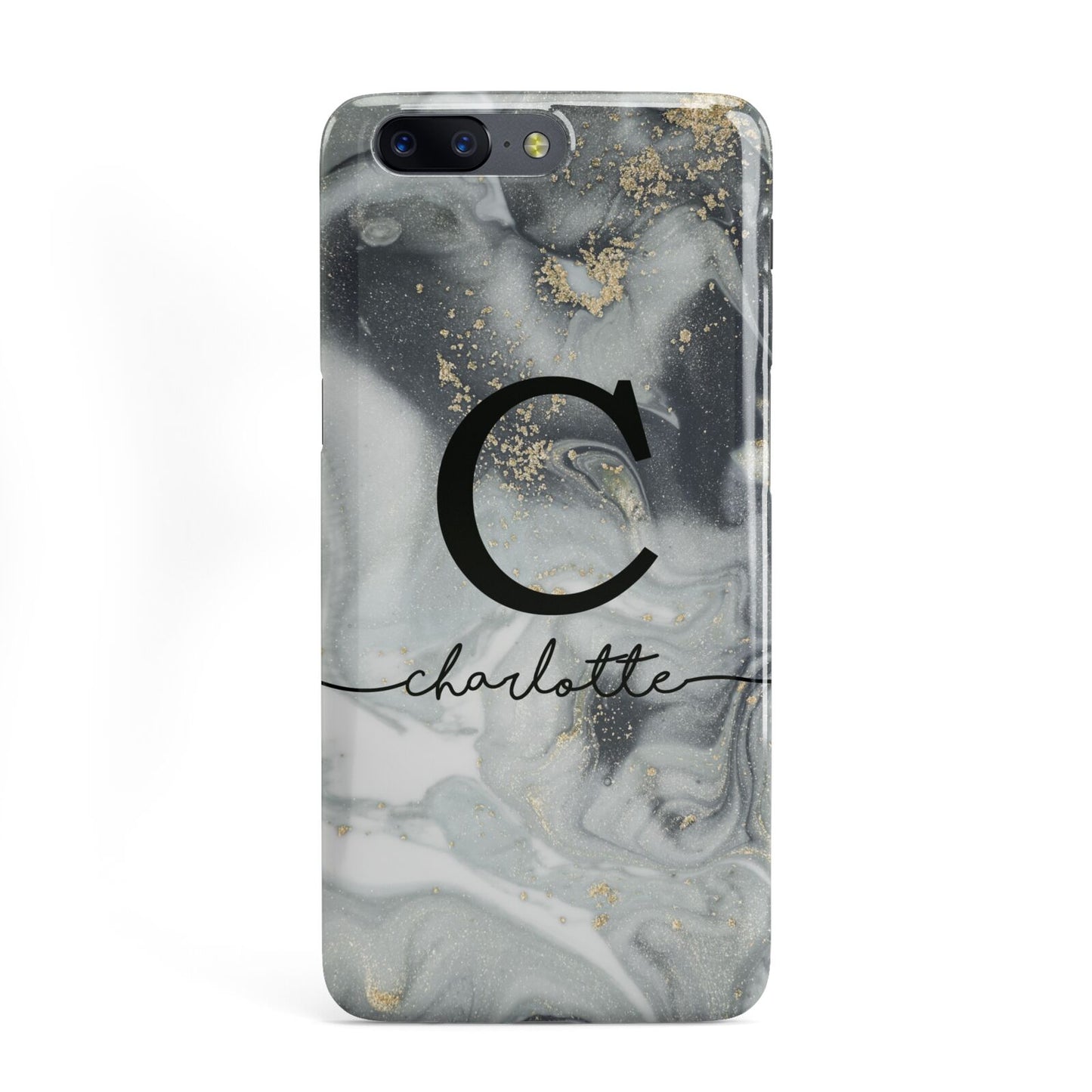 Personalised Black Swirl Marble Text OnePlus Case