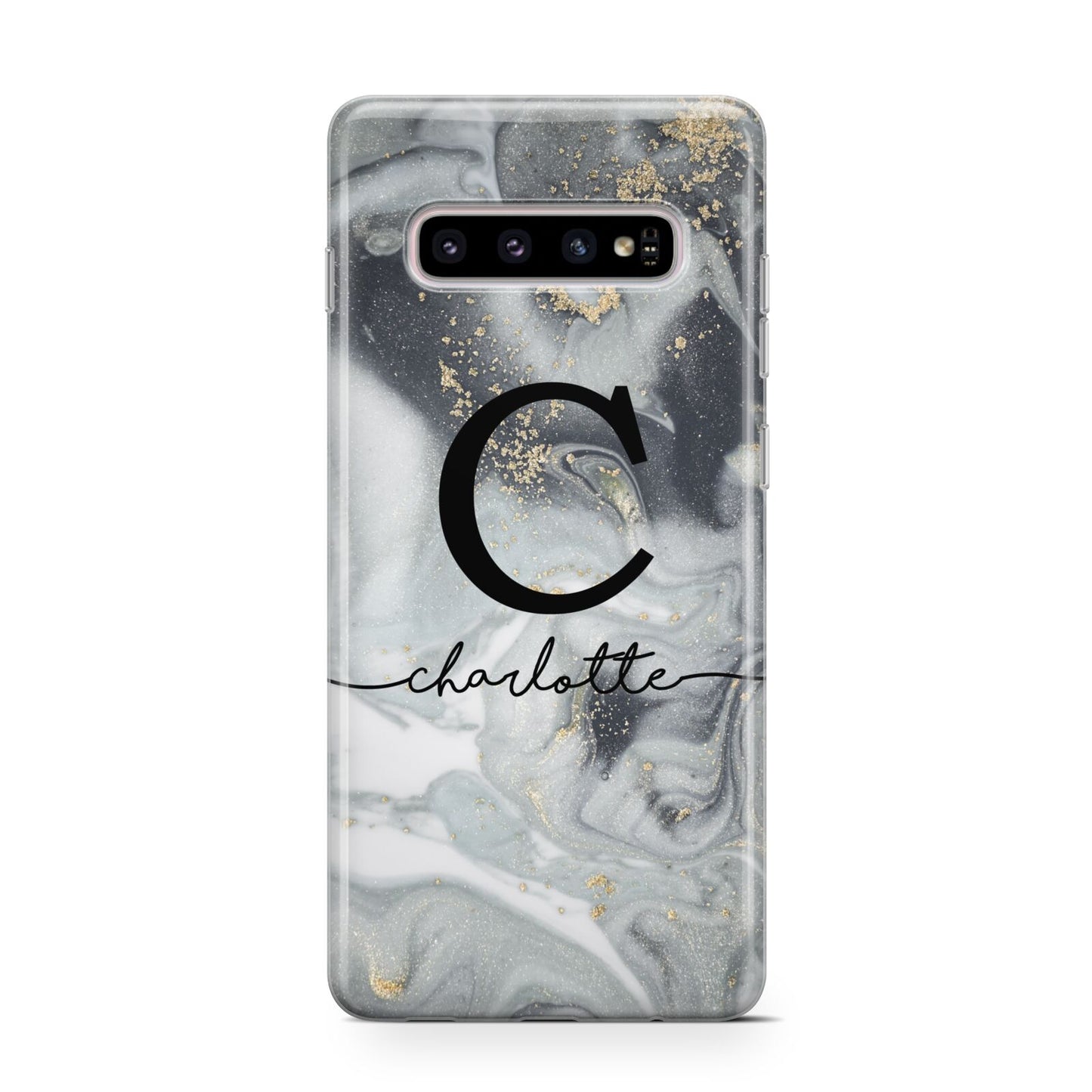 Personalised Black Swirl Marble Text Protective Samsung Galaxy Case