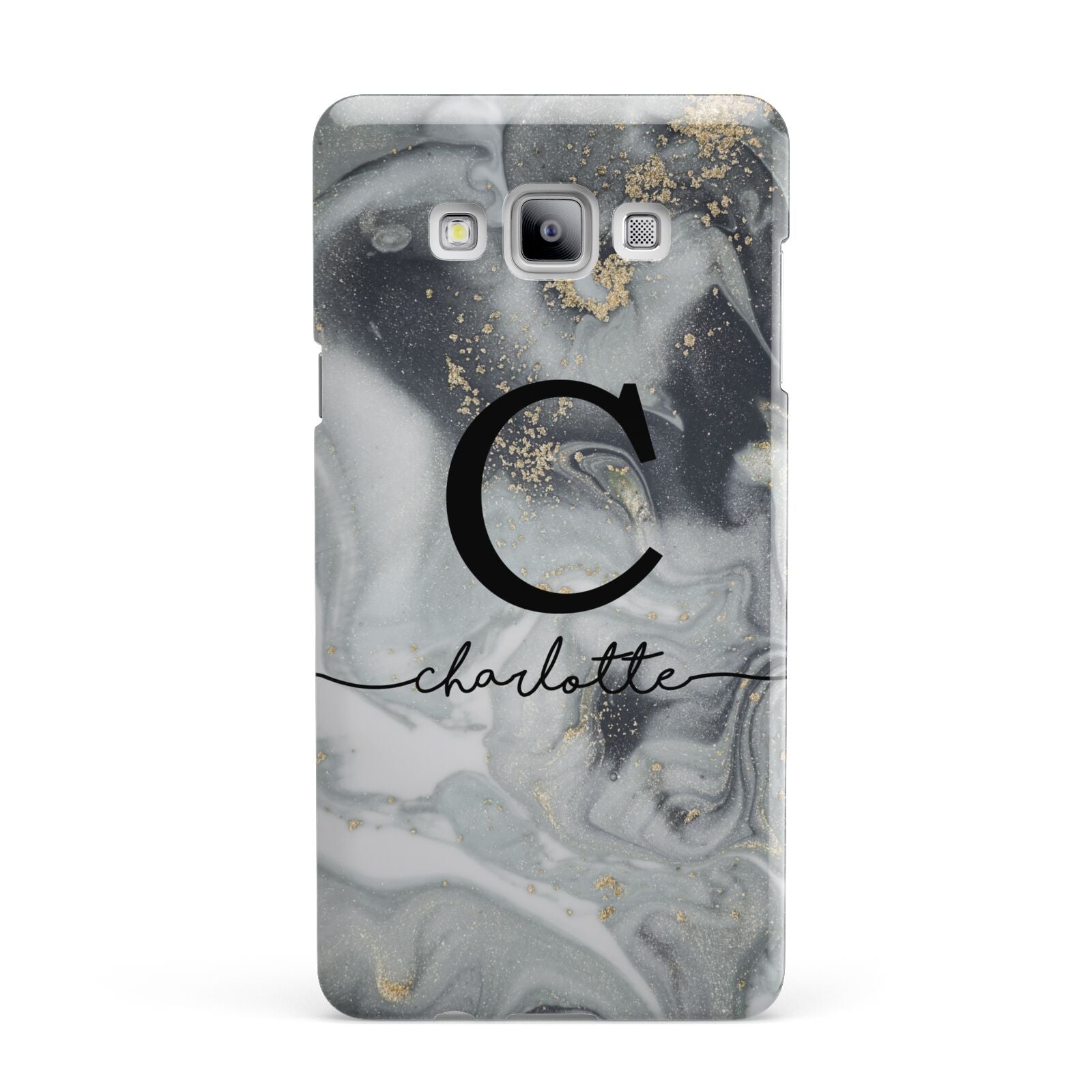 Personalised Black Swirl Marble Text Samsung Galaxy A7 2015 Case