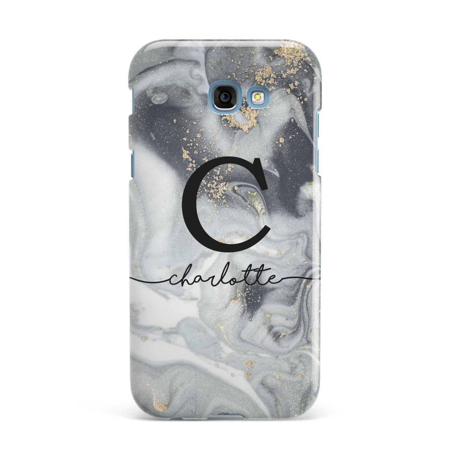 Personalised Black Swirl Marble Text Samsung Galaxy A7 2017 Case