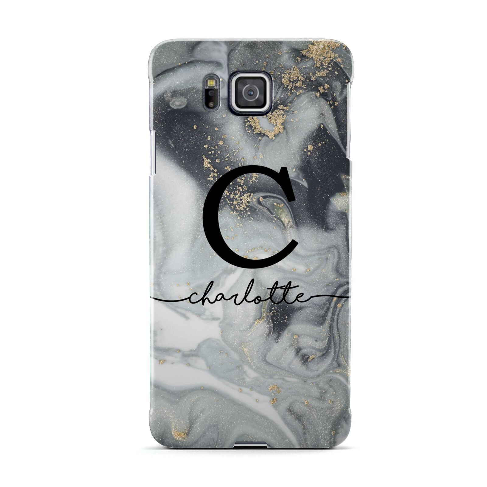 Personalised Black Swirl Marble Text Samsung Galaxy Alpha Case