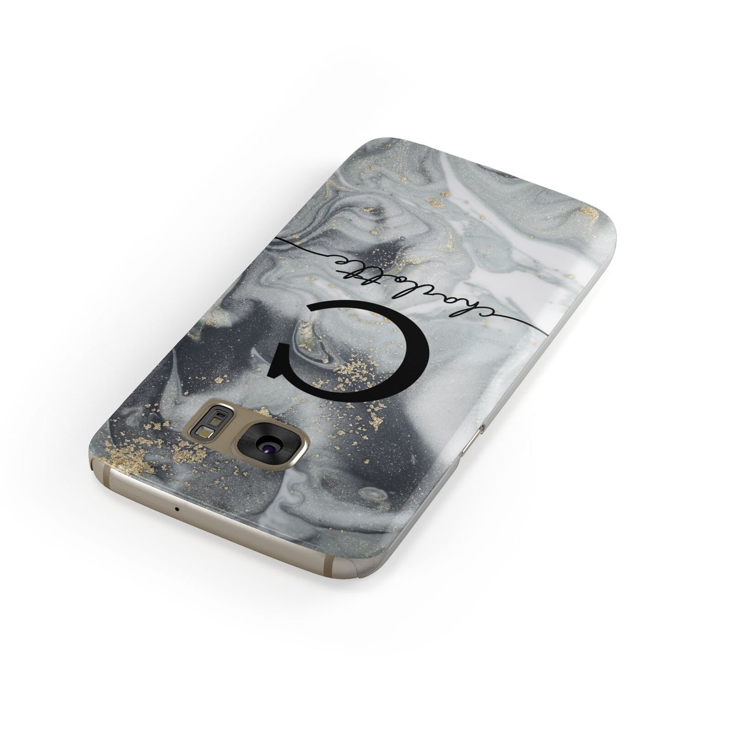 Personalised Black Swirl Marble Text Samsung Galaxy Case Front Close Up