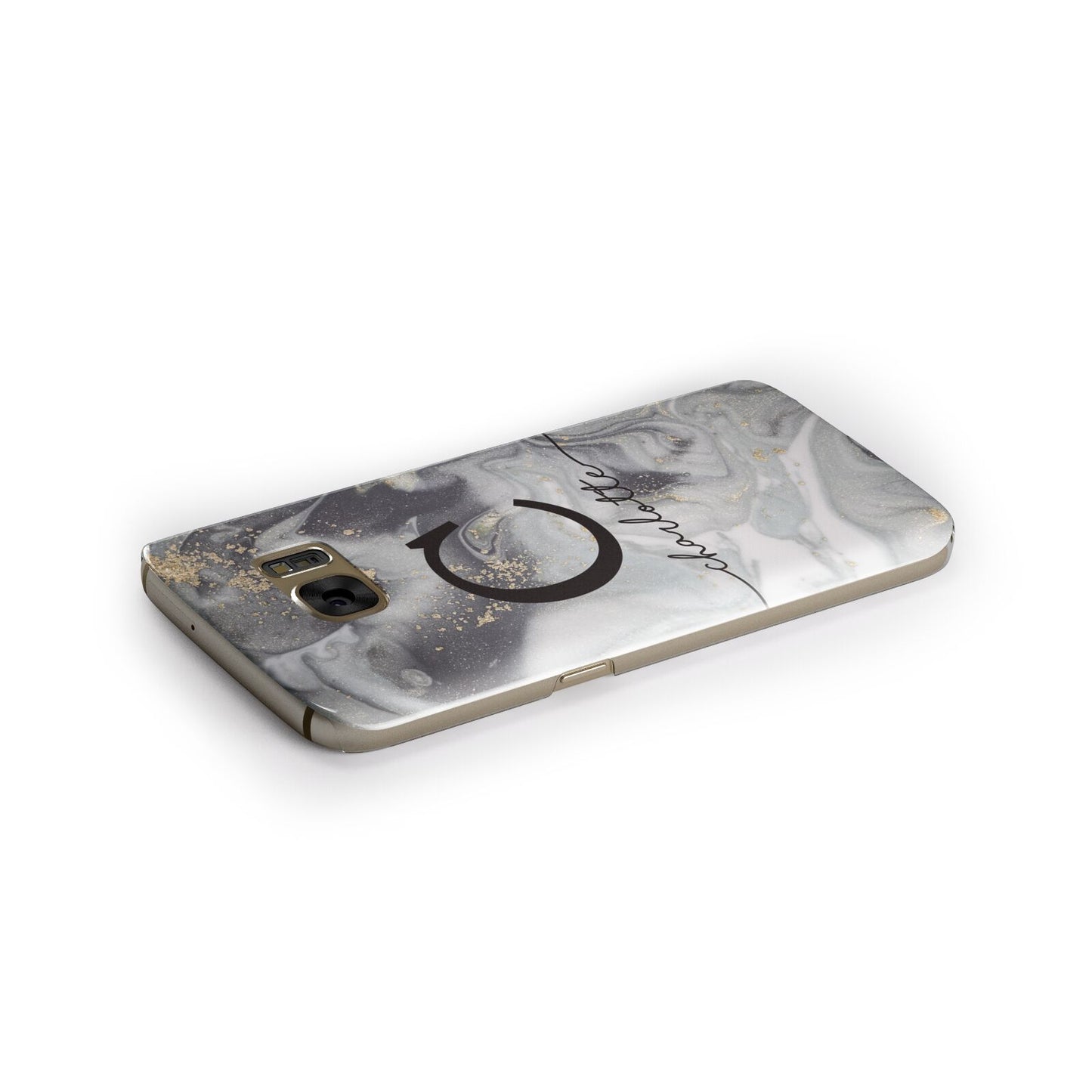 Personalised Black Swirl Marble Text Samsung Galaxy Case Side Close Up