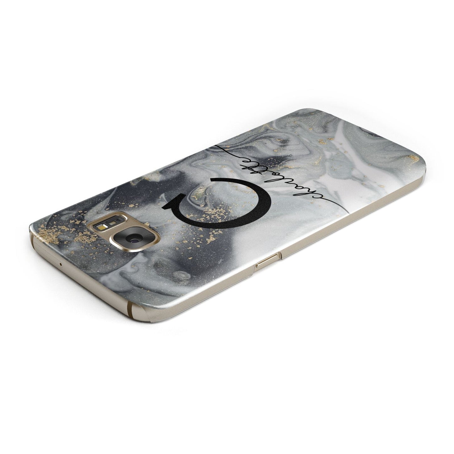 Personalised Black Swirl Marble Text Samsung Galaxy Case Top Cutout