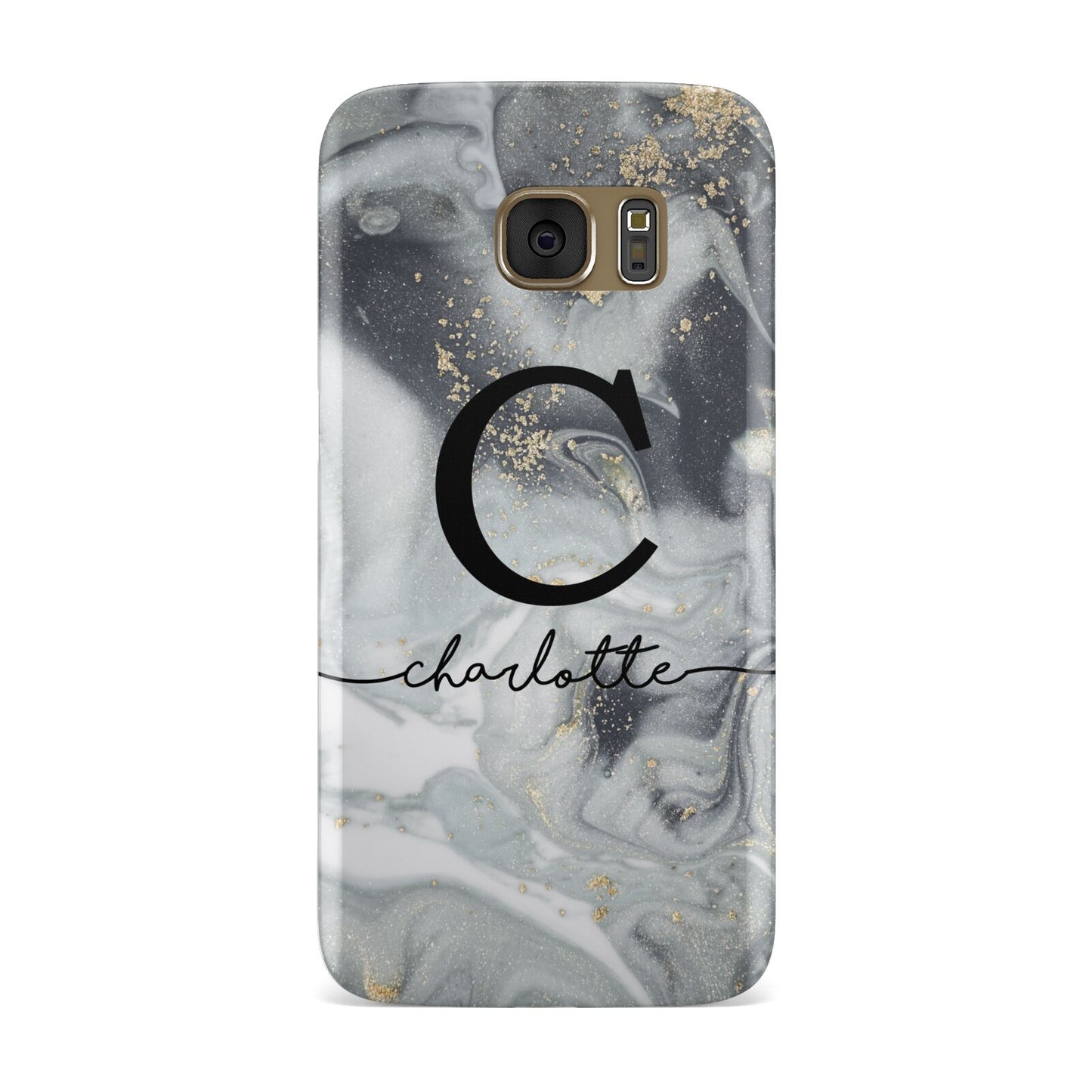 Personalised Black Swirl Marble Text Samsung Galaxy Case