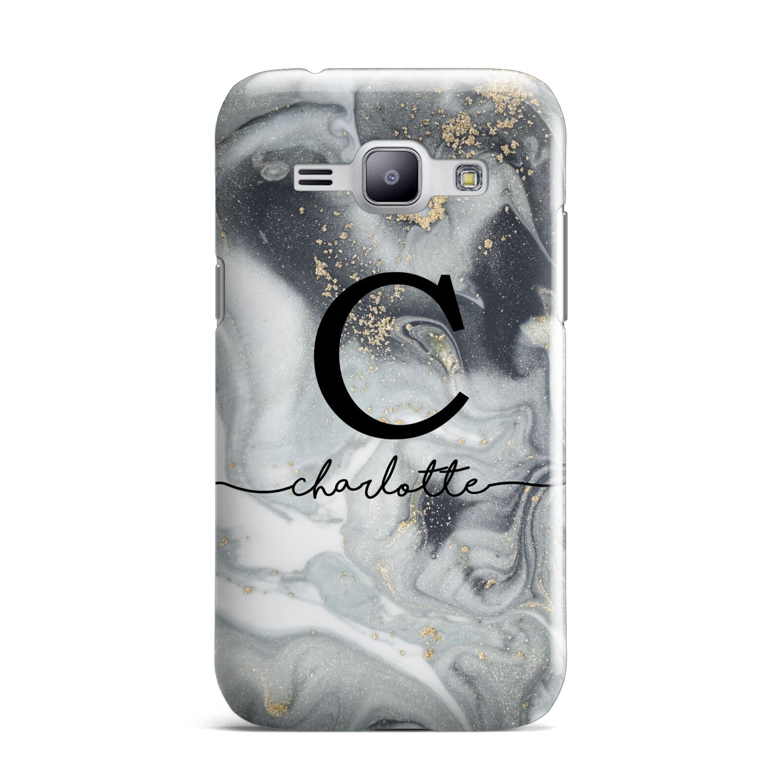 Personalised Black Swirl Marble Text Samsung Galaxy J1 2015 Case