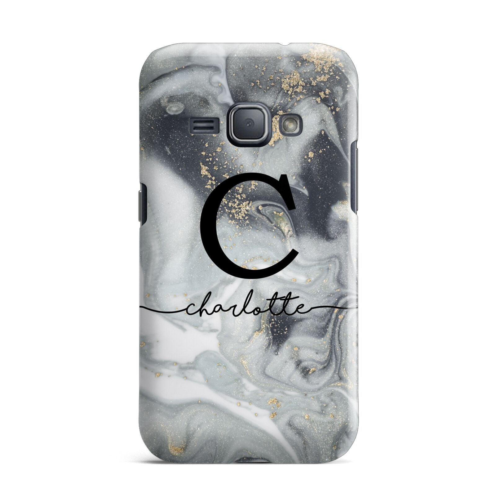 Personalised Black Swirl Marble Text Samsung Galaxy J1 2016 Case