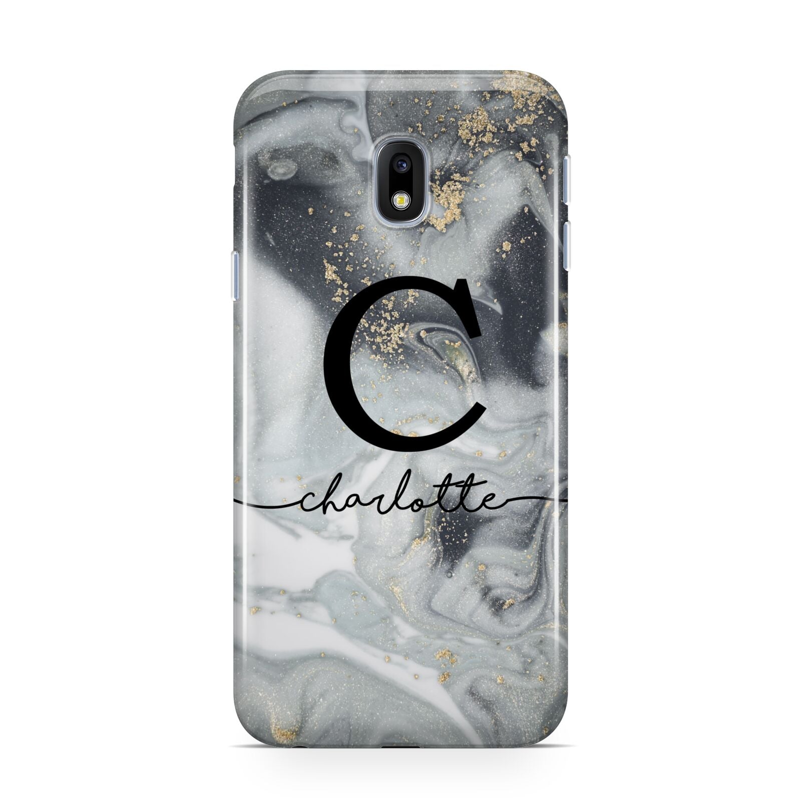 Personalised Black Swirl Marble Text Samsung Galaxy J3 2017 Case