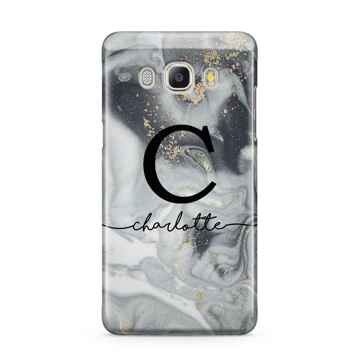 Personalised Black Swirl Marble Text Samsung Galaxy J5 2016 Case