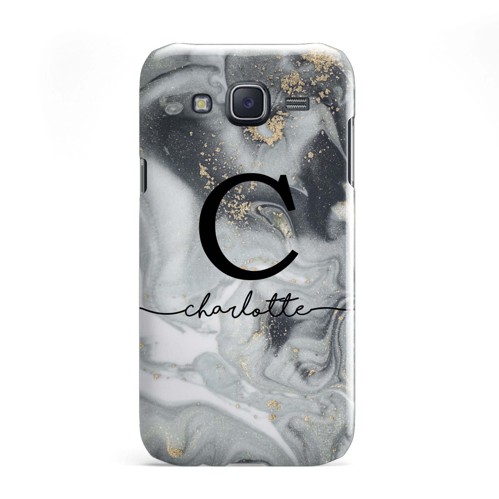 Personalised Black Swirl Marble Text Samsung Galaxy J5 Case