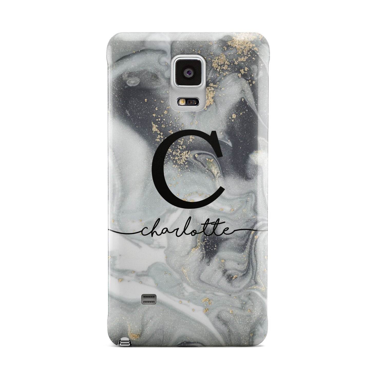 Personalised Black Swirl Marble Text Samsung Galaxy Note 4 Case