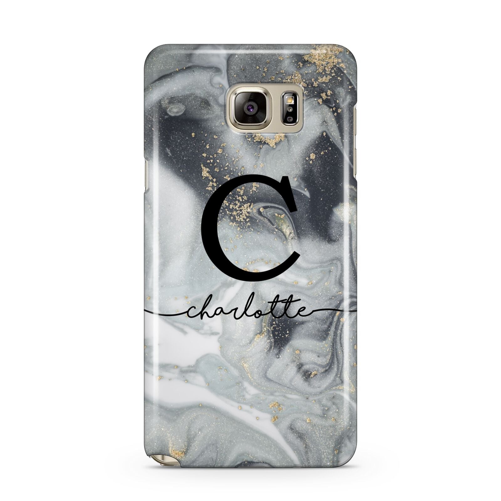 Personalised Black Swirl Marble Text Samsung Galaxy Note 5 Case