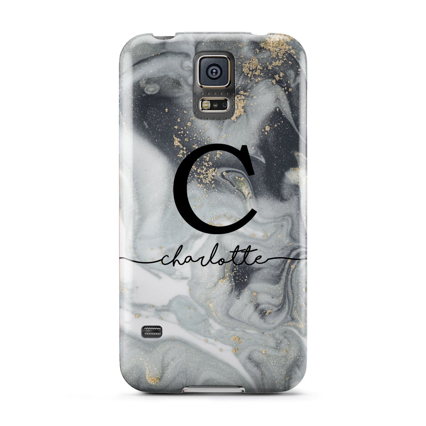 Personalised Black Swirl Marble Text Samsung Galaxy S5 Case