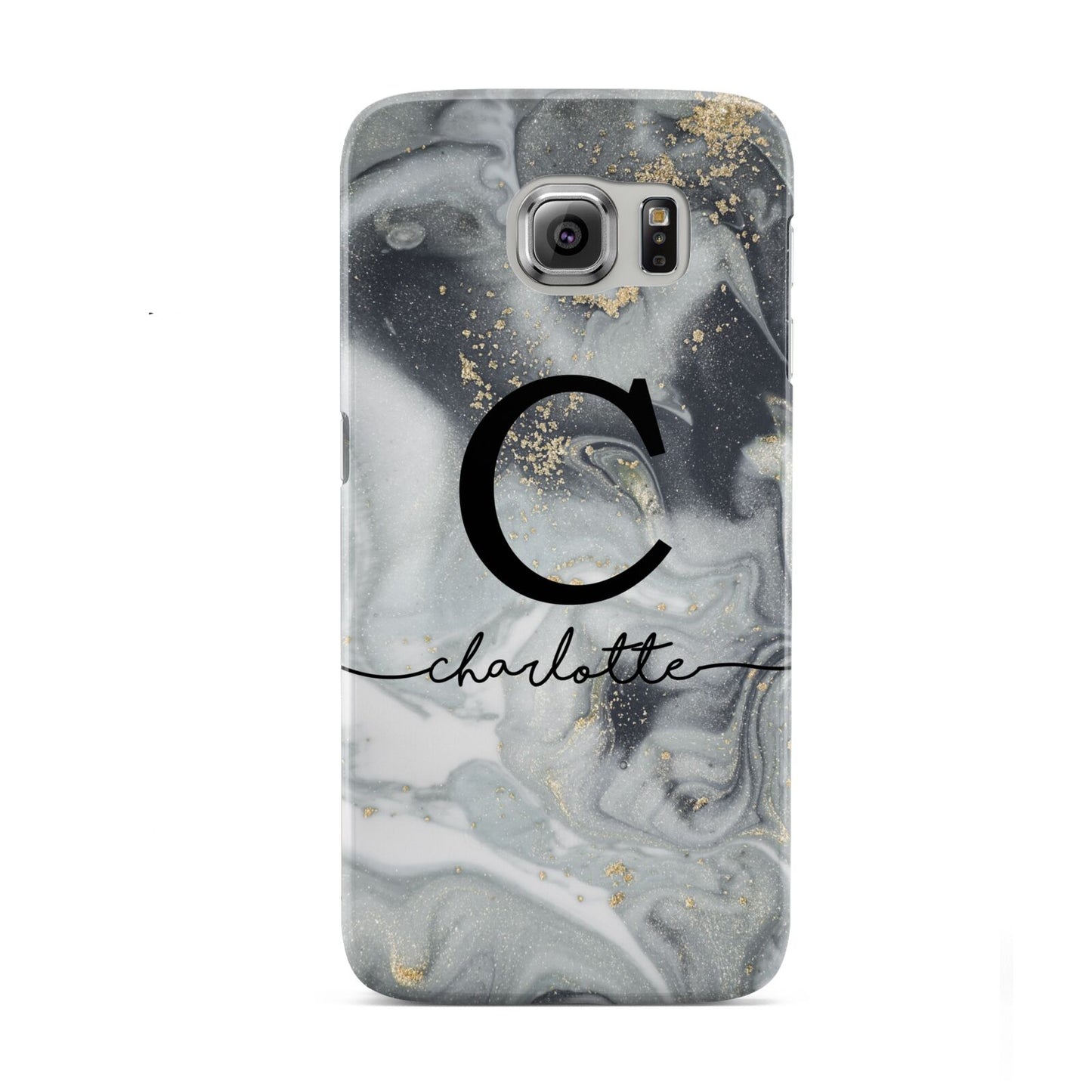 Personalised Black Swirl Marble Text Samsung Galaxy S6 Case