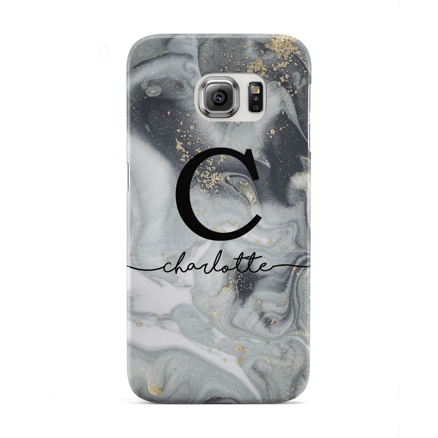 Personalised Black Swirl Marble Text Samsung Galaxy S6 Edge Case