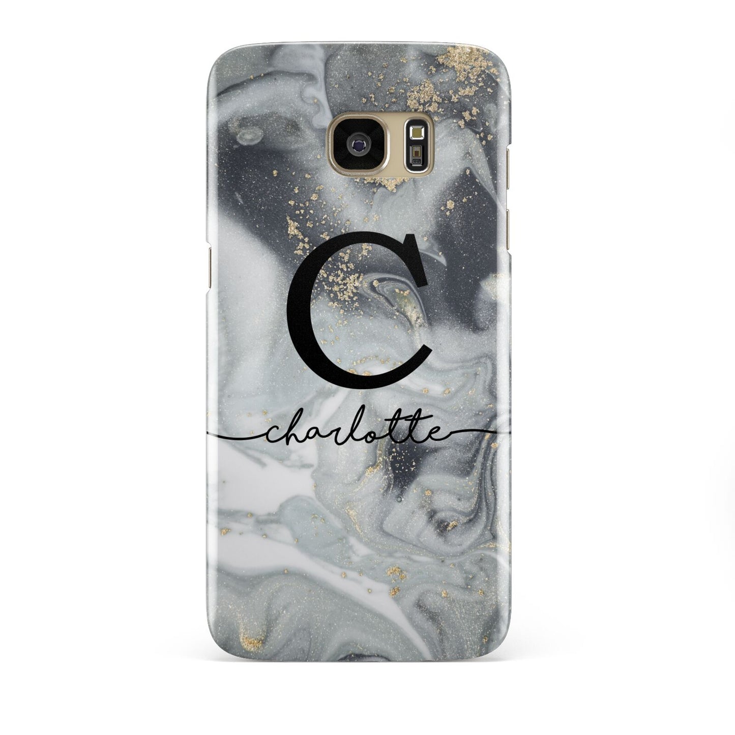 Personalised Black Swirl Marble Text Samsung Galaxy S7 Edge Case