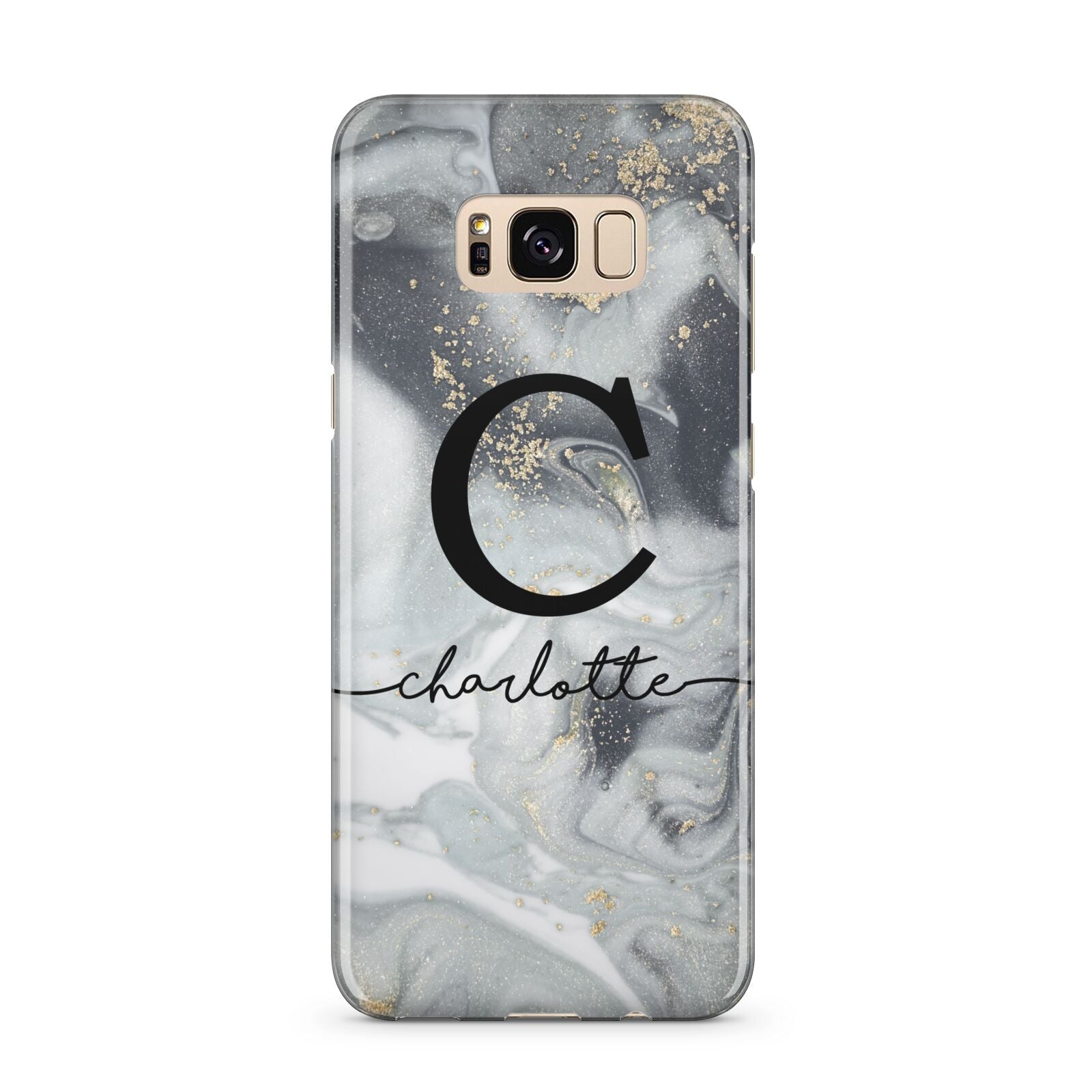 Personalised Black Swirl Marble Text Samsung Galaxy S8 Plus Case