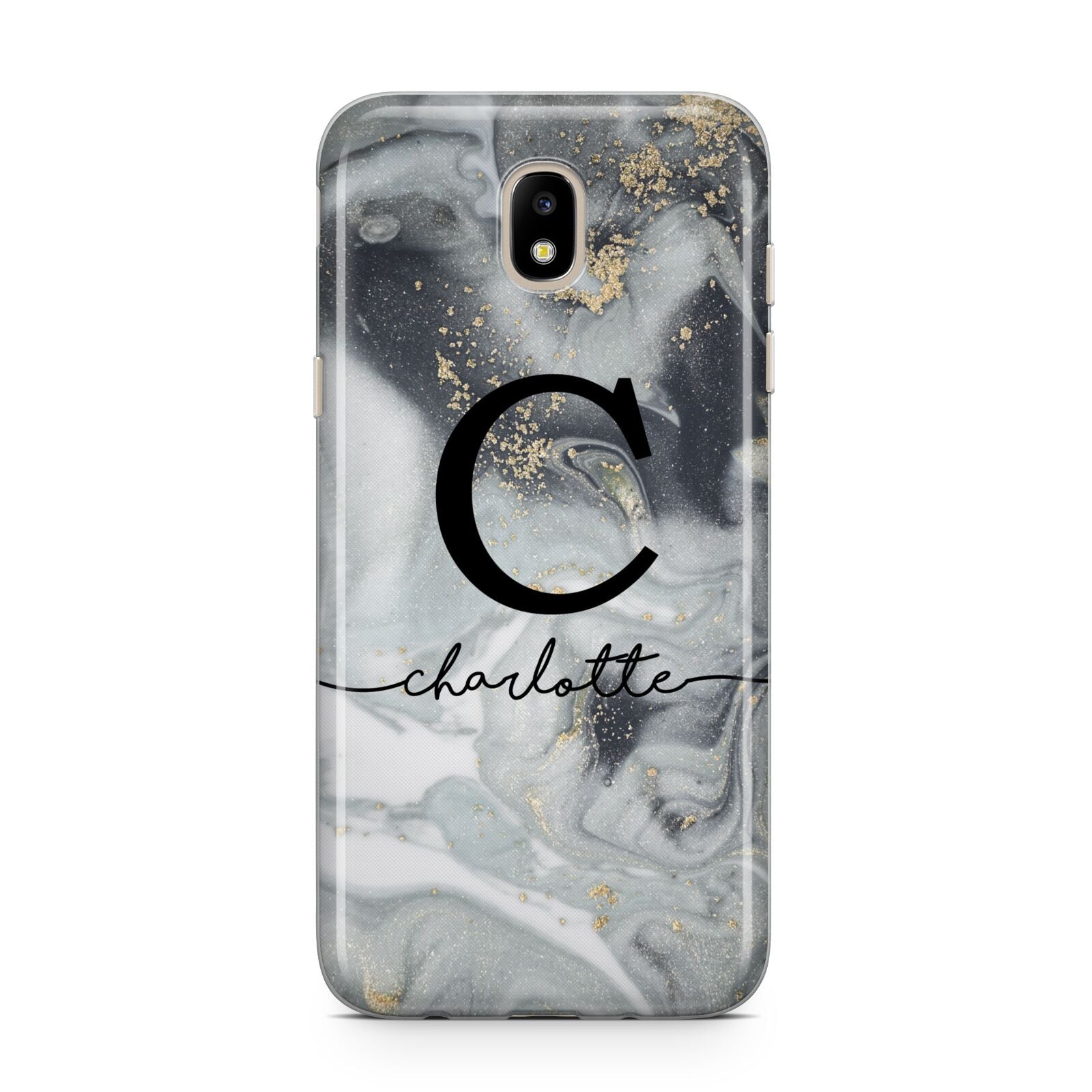 Personalised Black Swirl Marble Text Samsung J5 2017 Case