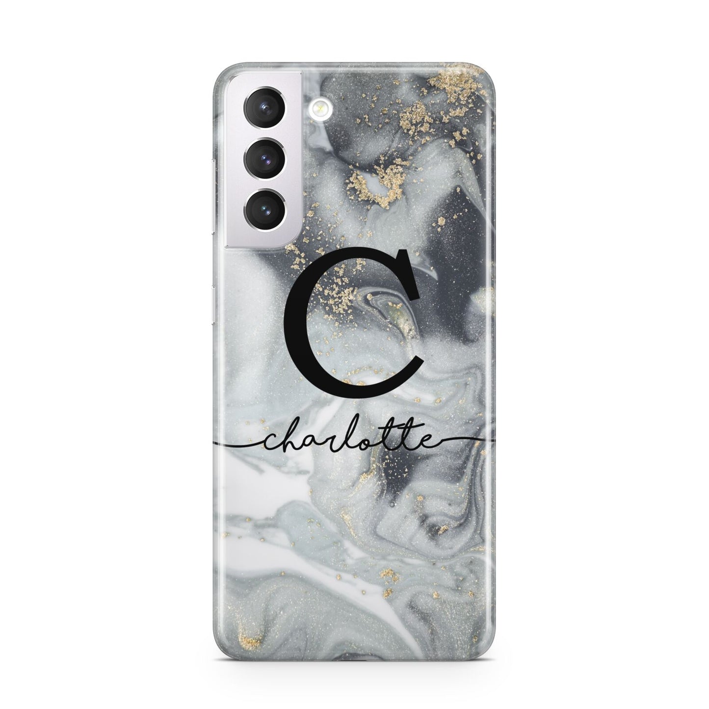 Personalised Black Swirl Marble Text Samsung S21 Case