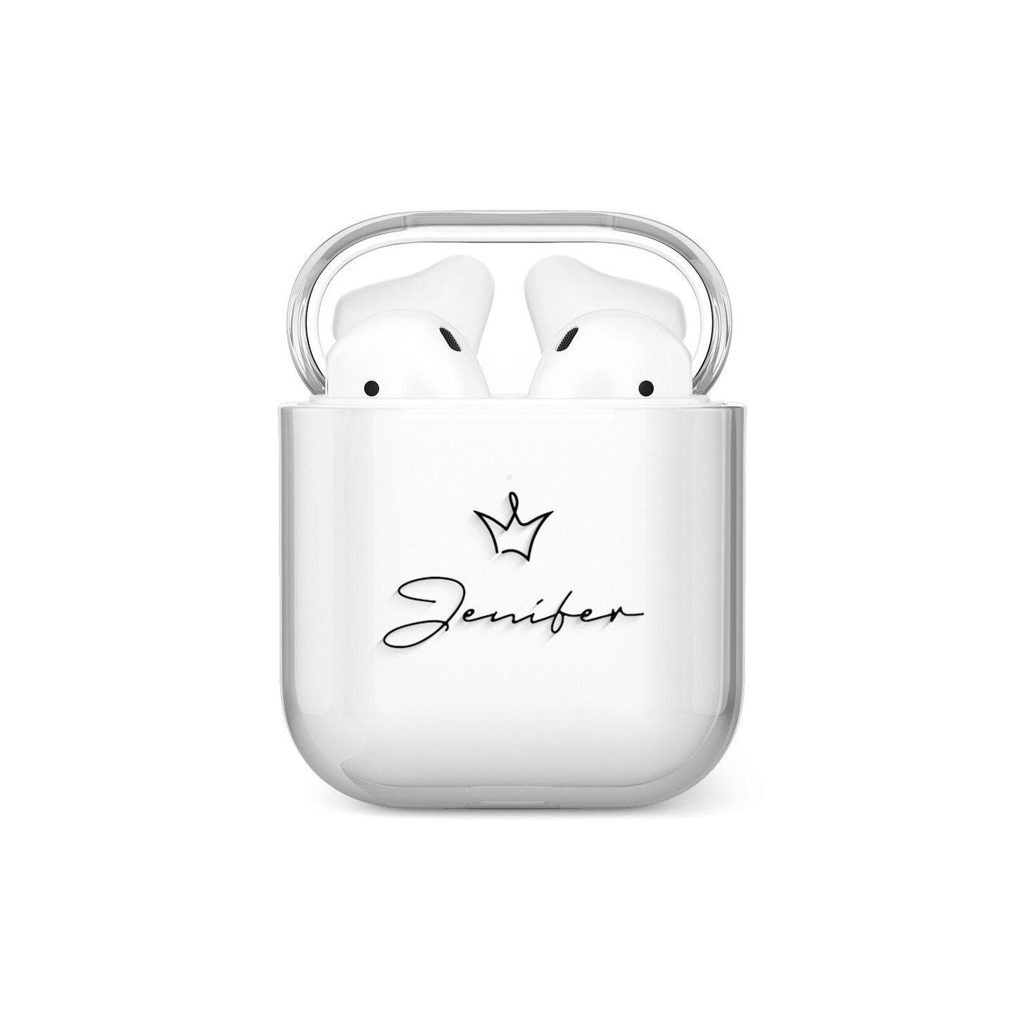 Personalised Black Text Transparent AirPods Case