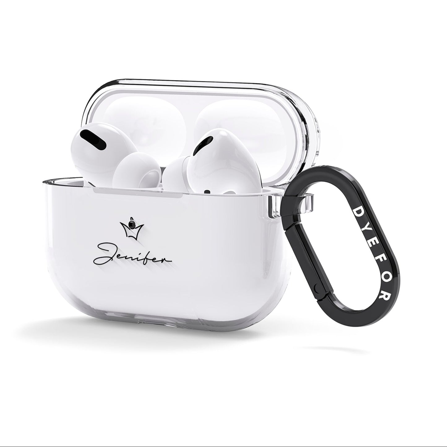 Personalised Black Text Transparent AirPods Clear Case 3rd Gen Side Image