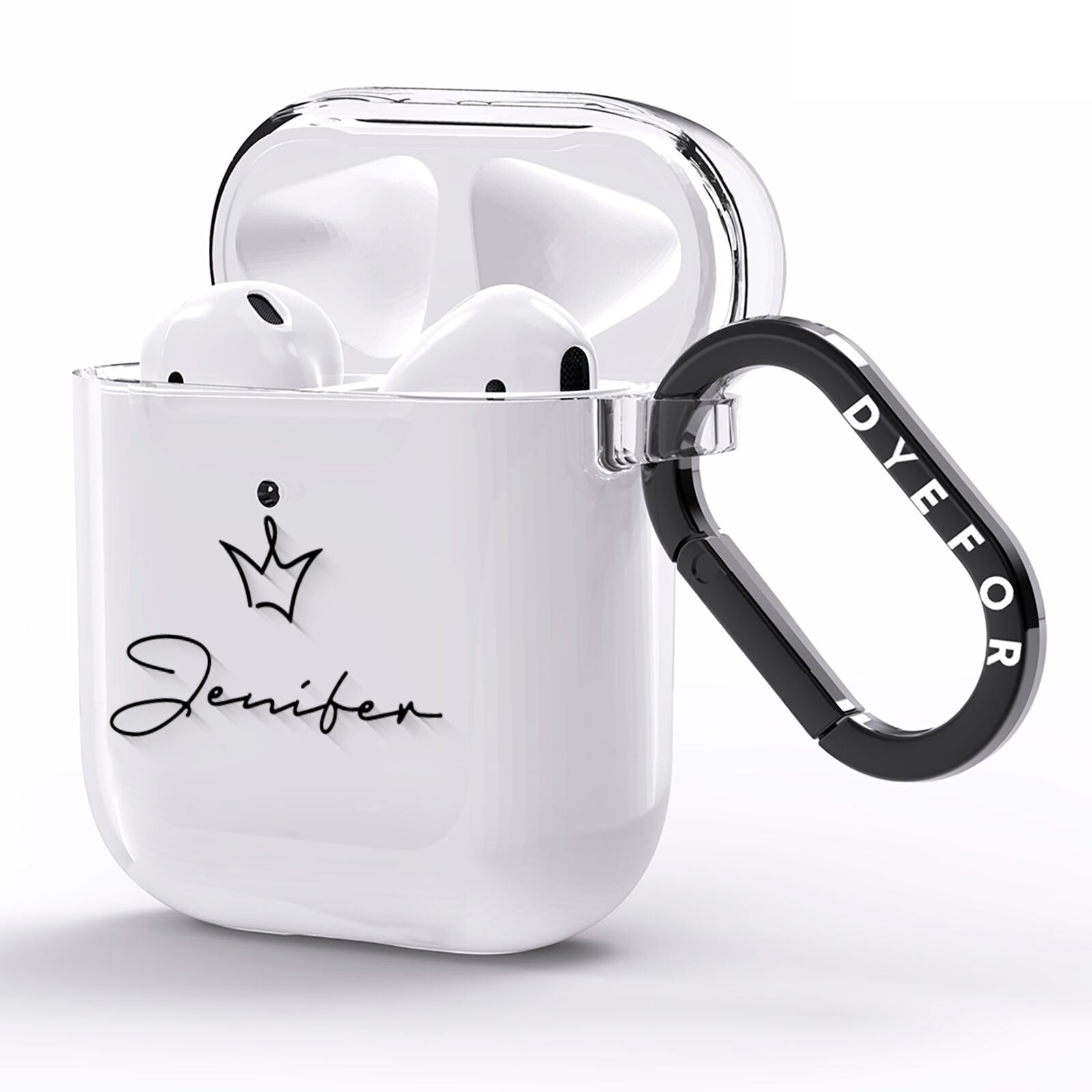 Personalised Black Text Transparent AirPods Clear Case Side Image