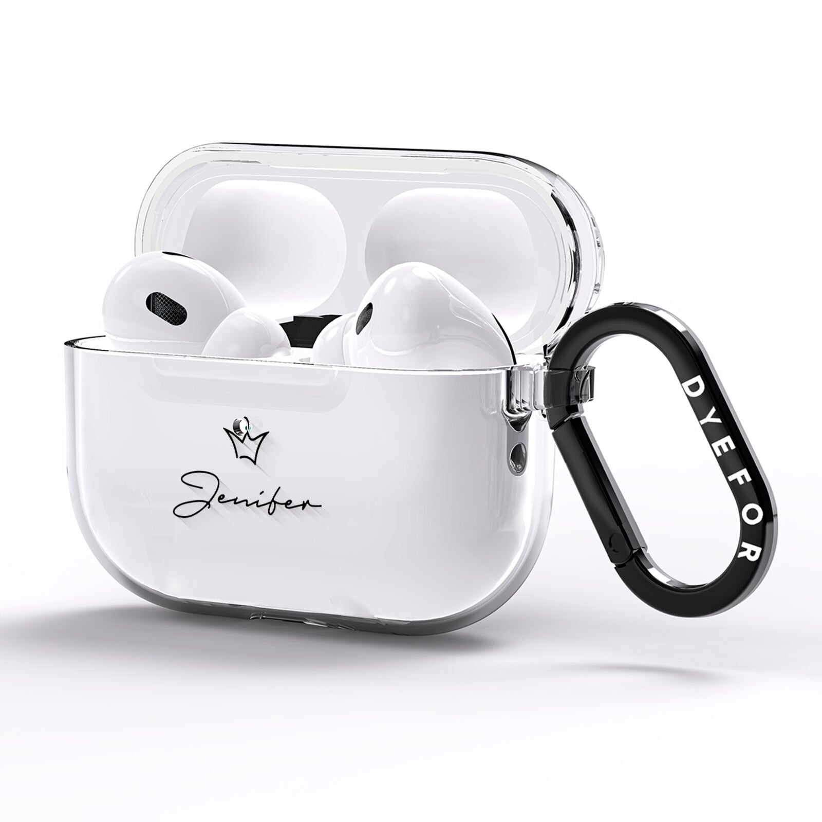Personalised Black Text Transparent AirPods Pro Clear Case Side Image