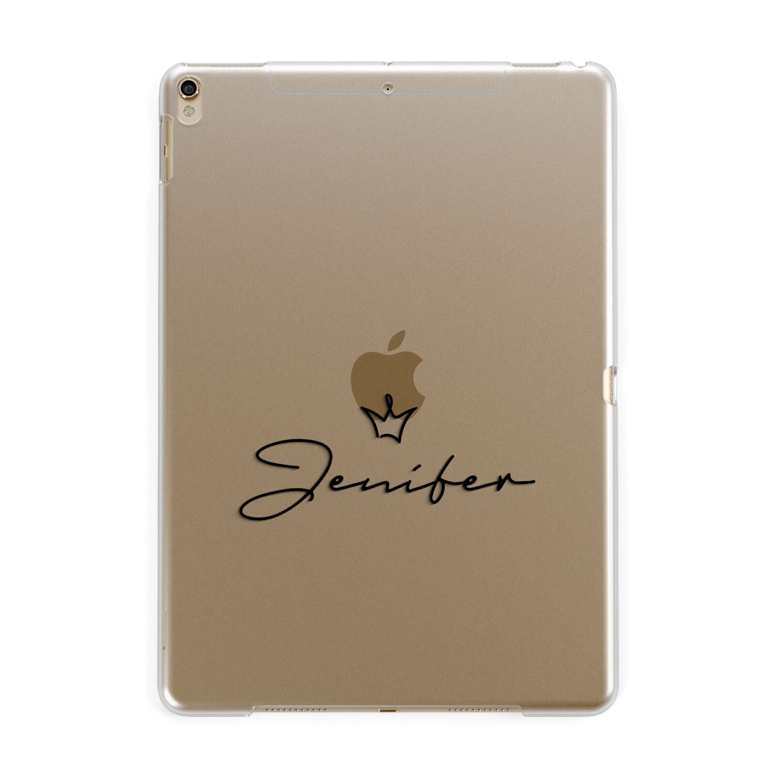 Personalised Black Text Transparent Apple iPad Gold Case