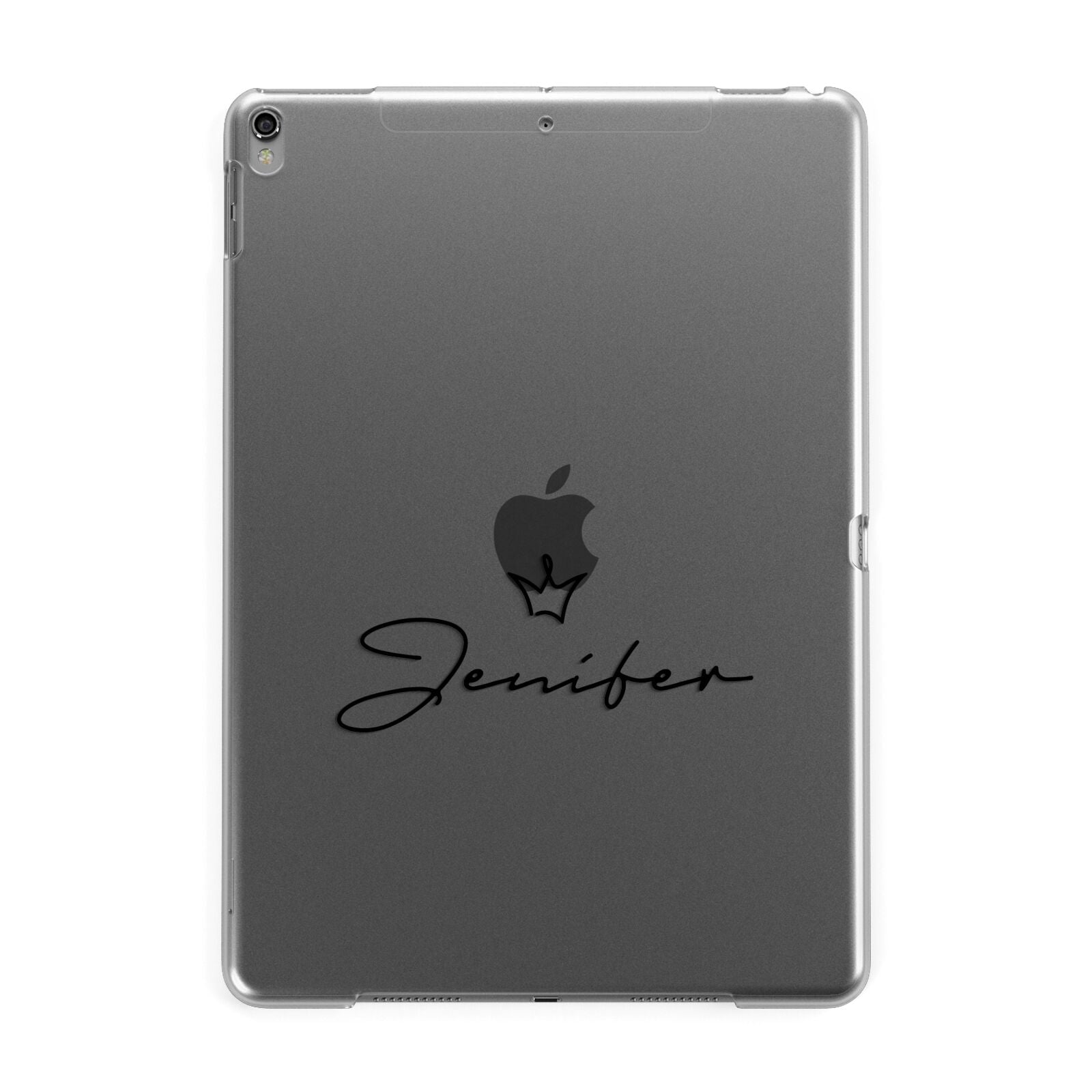 Personalised Black Text Transparent Apple iPad Grey Case