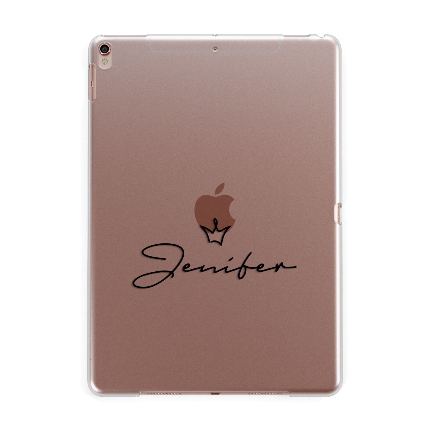 Personalised Black Text Transparent Apple iPad Rose Gold Case