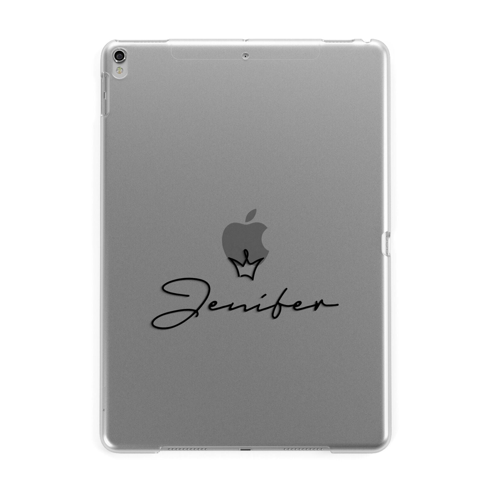 Personalised Black Text Transparent Apple iPad Silver Case