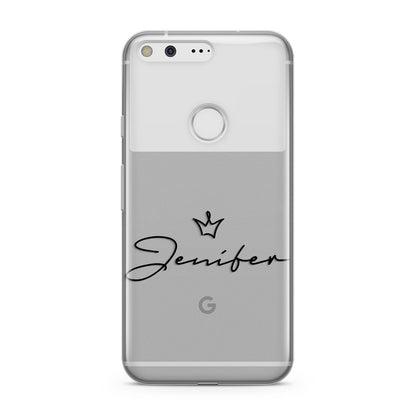 Personalised Black Text Transparent Google Pixel Case