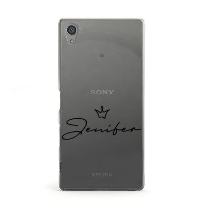 Personalised Black Text Transparent Sony Xperia Case