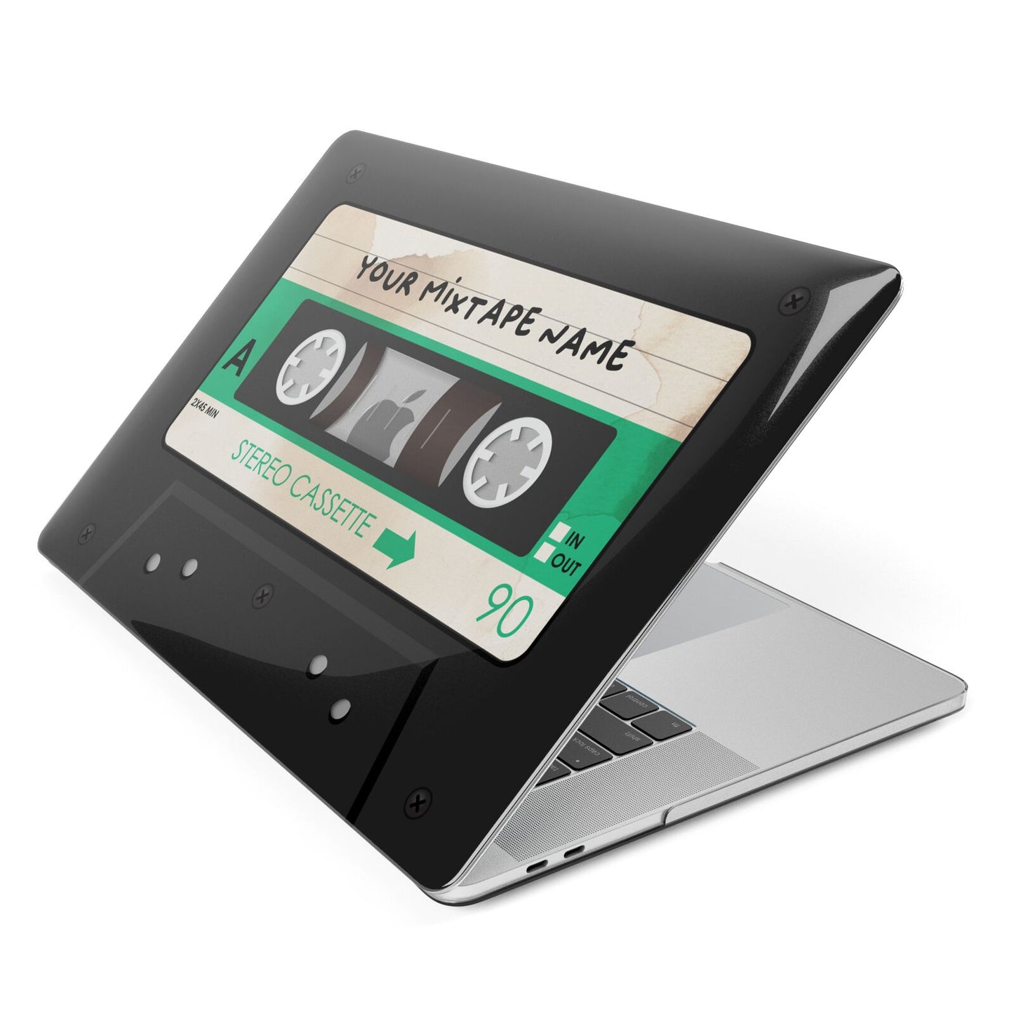 Personalised Black and Green Mixtape Apple MacBook Case Side View