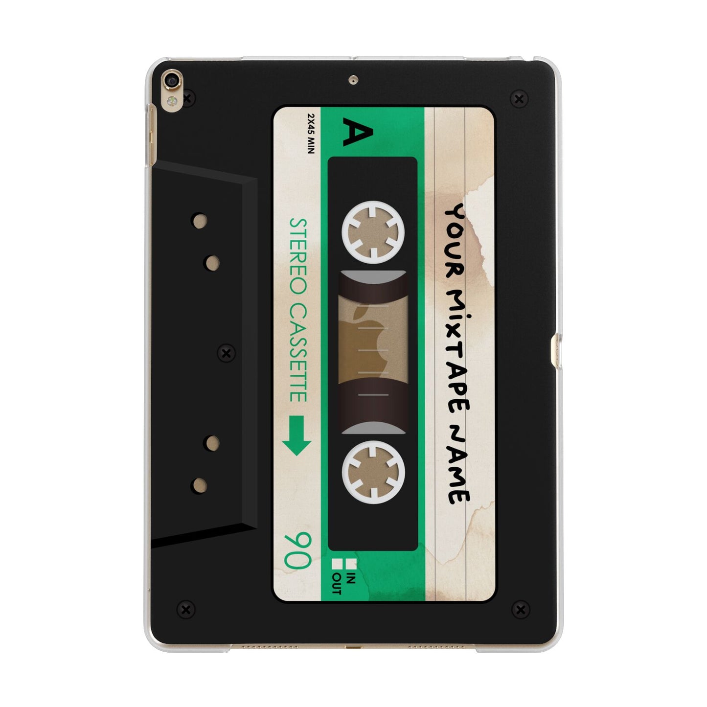 Personalised Black and Green Mixtape Apple iPad Gold Case